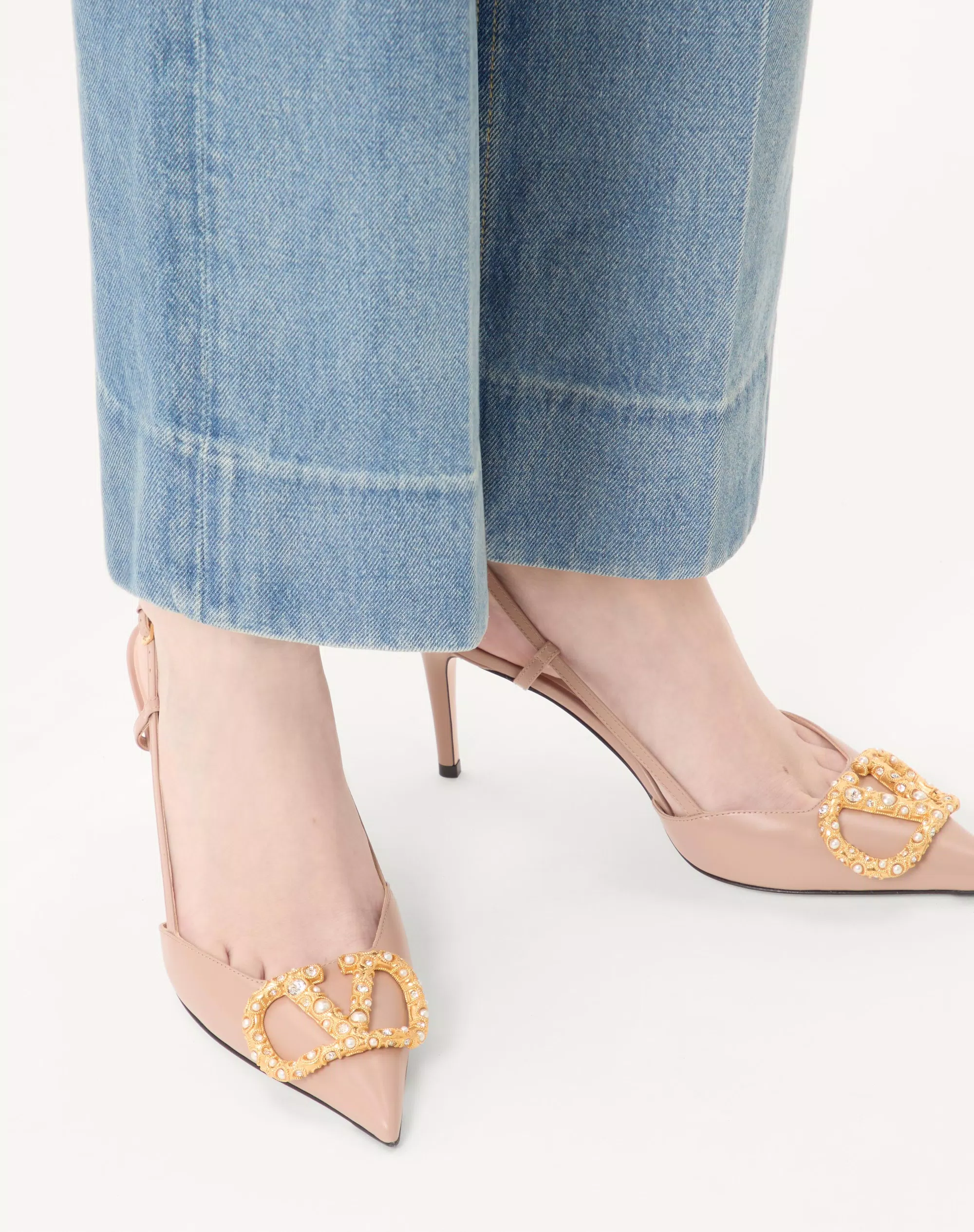 Valentino Vlogo Signature Slingback Calfskin Pump With Jewel Logo 80Mm - Image 7